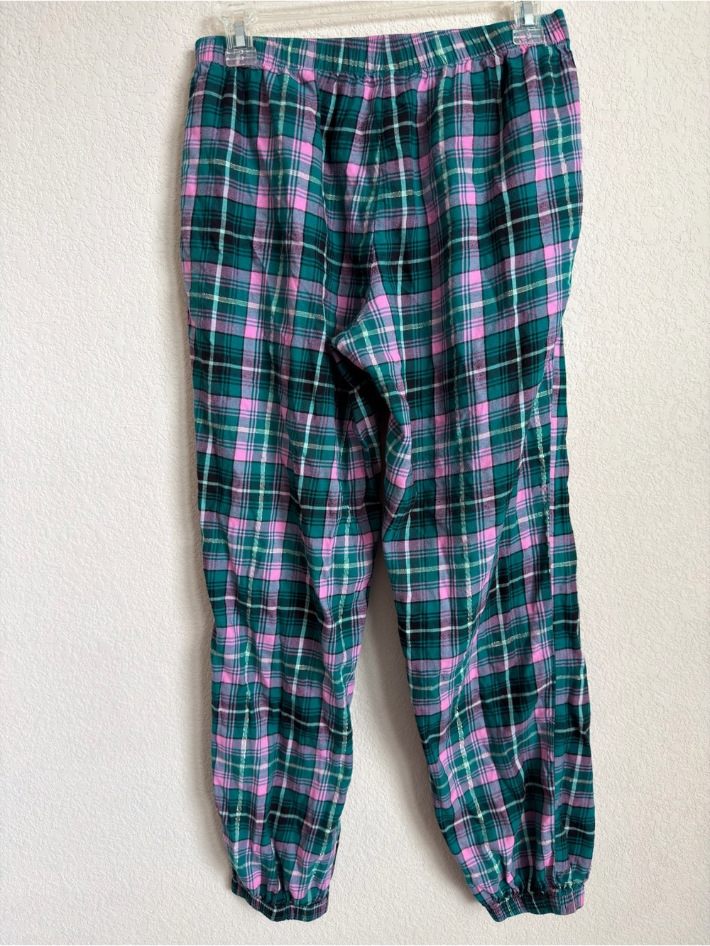 Victoria's Secret Plaid Jogger Lounge Pants XS Green Pink Cotton Modal Soft Cozy - Picture 9 of 11
